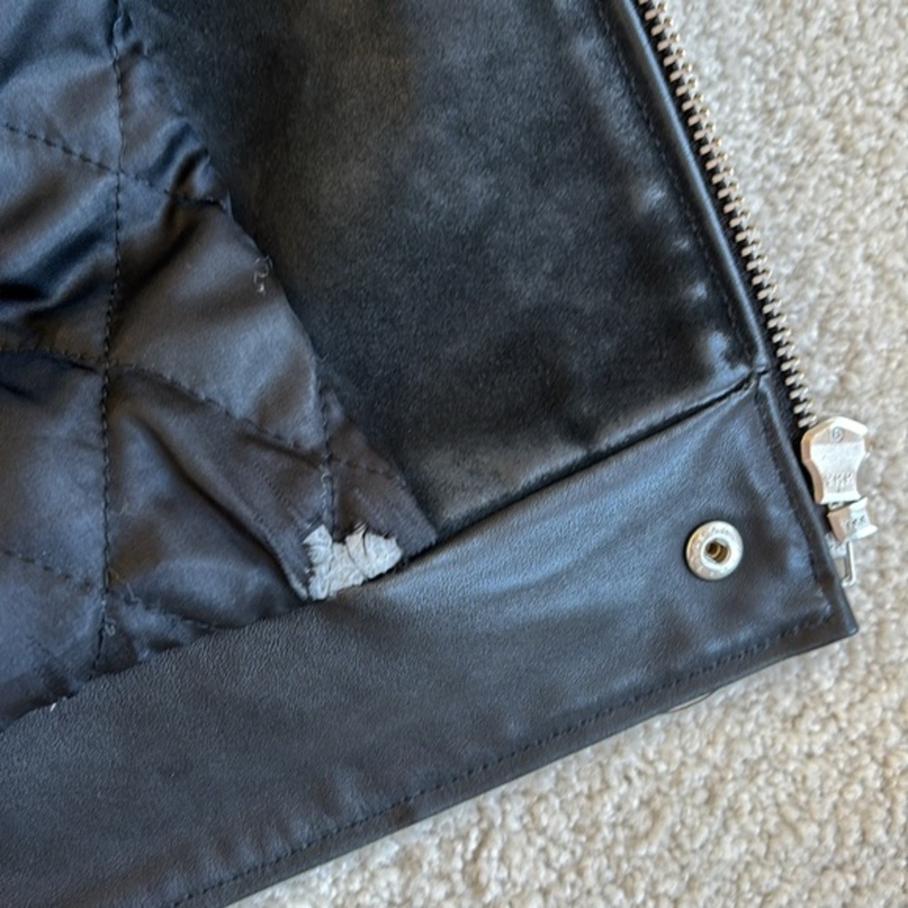 Sandro Paris Black Leather Suede Quilted Lined‎ Zip Biker Jacket Women’s Size XS - Picture 8 of 14